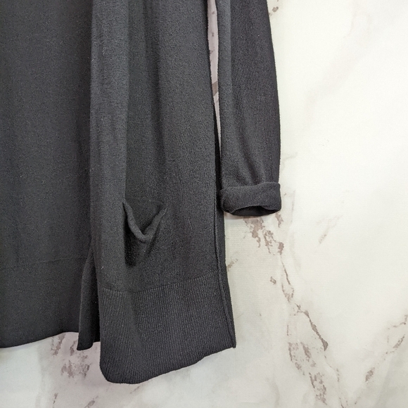 Vince Cardigan Size XS Cotton Black Open Knit Sweater Pockets Longline - Picture 4 of 9